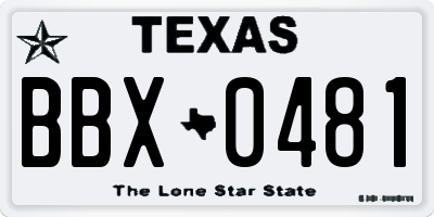 TX license plate BBX0481