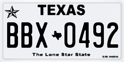TX license plate BBX0492
