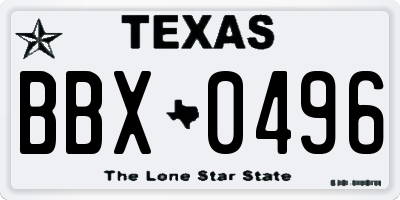 TX license plate BBX0496