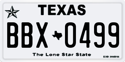 TX license plate BBX0499