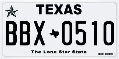TX license plate BBX0510