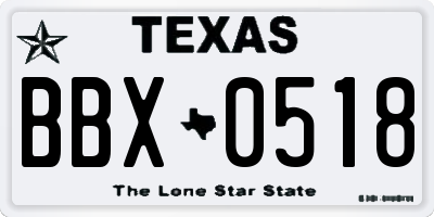TX license plate BBX0518