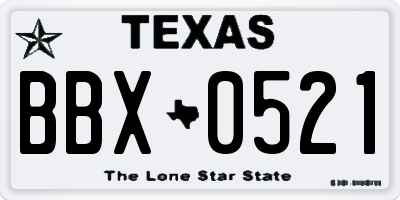TX license plate BBX0521