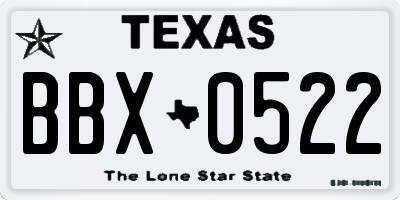 TX license plate BBX0522