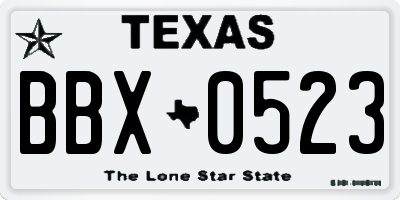 TX license plate BBX0523