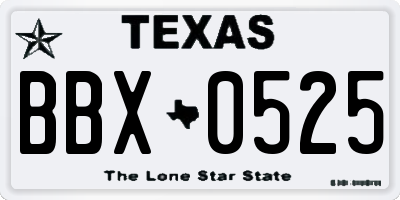 TX license plate BBX0525