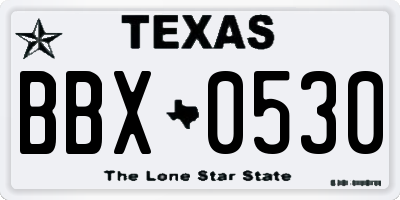 TX license plate BBX0530