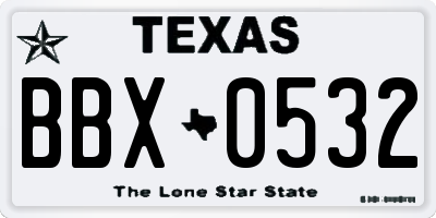 TX license plate BBX0532