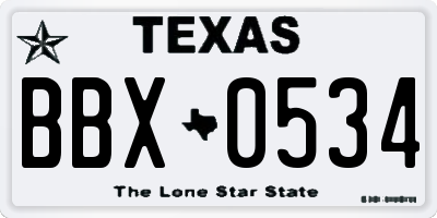 TX license plate BBX0534