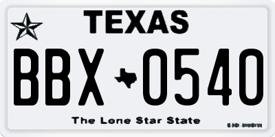 TX license plate BBX0540