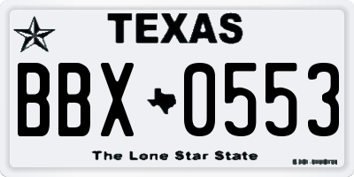 TX license plate BBX0553