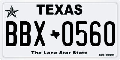 TX license plate BBX0560