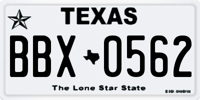 TX license plate BBX0562