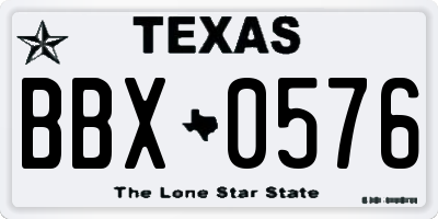 TX license plate BBX0576