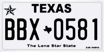 TX license plate BBX0581