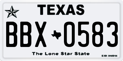 TX license plate BBX0583