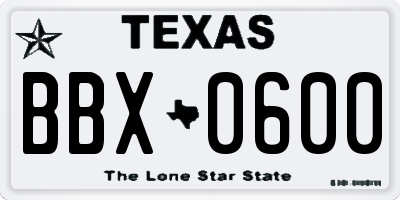 TX license plate BBX0600