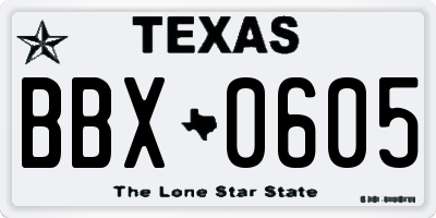 TX license plate BBX0605