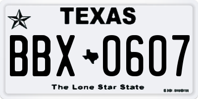 TX license plate BBX0607