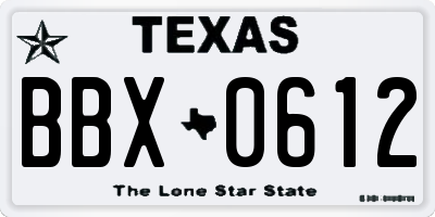 TX license plate BBX0612