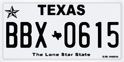 TX license plate BBX0615