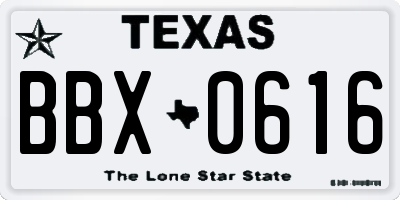 TX license plate BBX0616