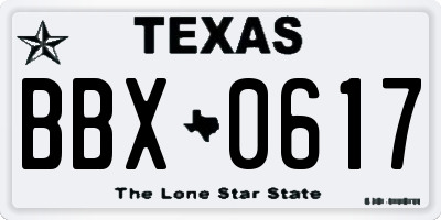 TX license plate BBX0617