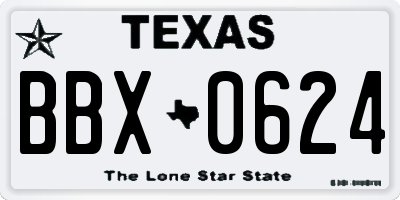 TX license plate BBX0624