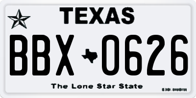 TX license plate BBX0626