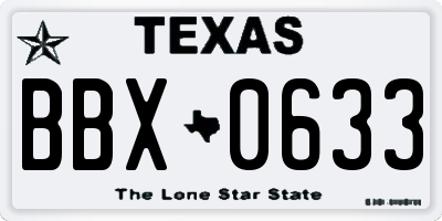 TX license plate BBX0633