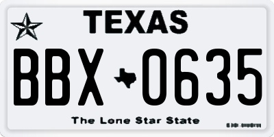 TX license plate BBX0635