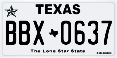 TX license plate BBX0637