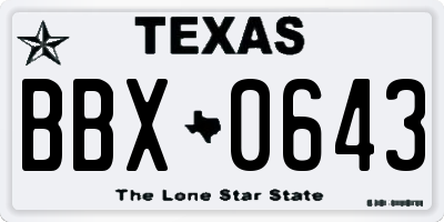 TX license plate BBX0643