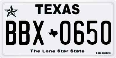 TX license plate BBX0650