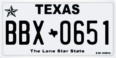 TX license plate BBX0651