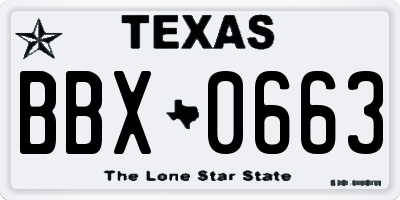 TX license plate BBX0663