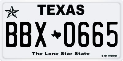 TX license plate BBX0665