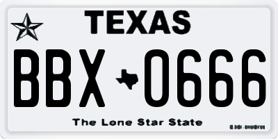 TX license plate BBX0666