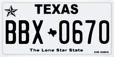 TX license plate BBX0670