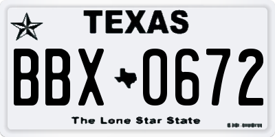 TX license plate BBX0672