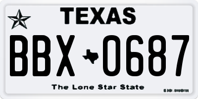 TX license plate BBX0687