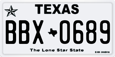 TX license plate BBX0689