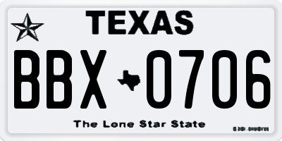 TX license plate BBX0706
