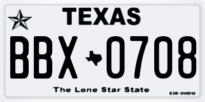 TX license plate BBX0708