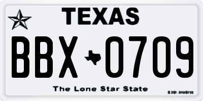 TX license plate BBX0709