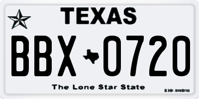 TX license plate BBX0720