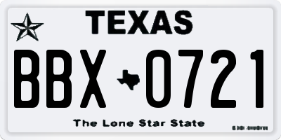 TX license plate BBX0721