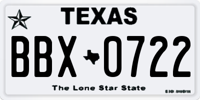 TX license plate BBX0722