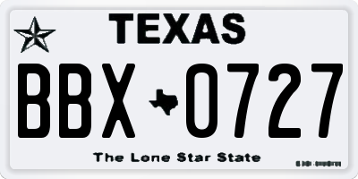 TX license plate BBX0727