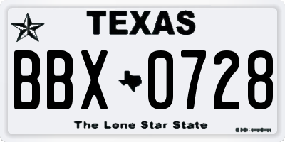 TX license plate BBX0728